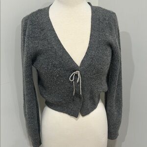 H&M Charcoal Cardigan with Tie Detail